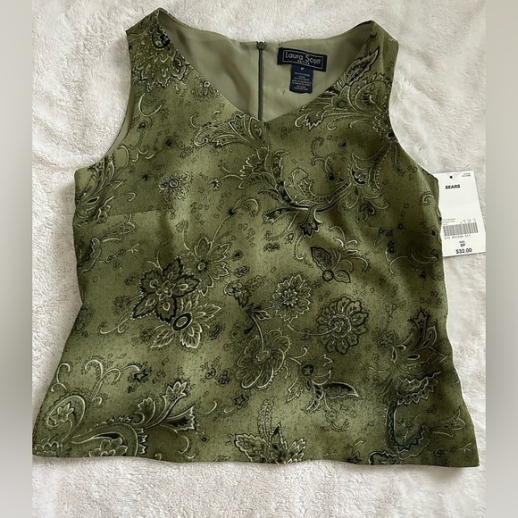 Laura Scott vintage skirt set, sleeveless top & faux wrap midi skirt, sz 8p NWT - Picture 6 of 12